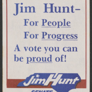 Jim Hunt for Senate Campaign Card