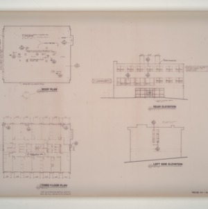 NC State College Fraternity Housing, Renovations -- Roof Plan, Third Floor Plan, Elevations - House #2