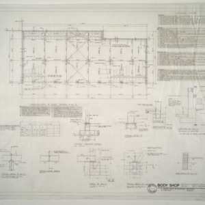 Sir Walter Chevrolet Company -- Body Shop Foundation and Roof Framing Plan