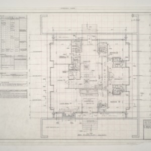 Mr. and Mrs. Frank Anderson Residence -- Main Floor Plan, Finish, Door, Window, and Hardware Schedule