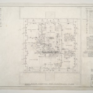 Mr. and Mrs. Frank Anderson Residence -- Main Floor Heating and Electrical Plan, Register and Grille Schedule