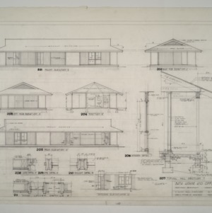 Prestwould Development Bath House and Office -- Front, Right Side, Left Side, Rear Elevations
