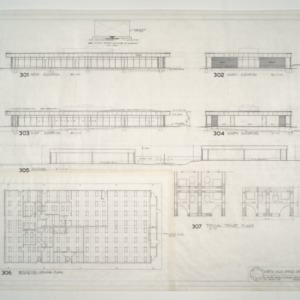 North Hills Office Center -- Elevations, Reflected Ceiling Plan, Typical Toilet Plans