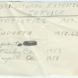 Statistics for Agricultural Extension Service salary data, 1959-1960