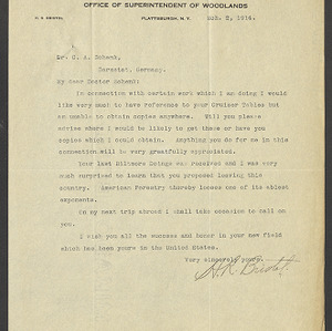 Carl Alwin Schenck Professional Correspondence -- Biltmore Estate and Forest --March 1, 1914 - March 15, 1914