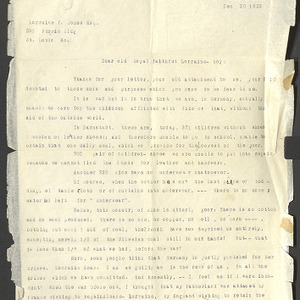 Carl Alwin Schenck Papers. Correspondence with Students -- Lorraine Jones, 1923 - 1948