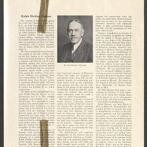 Carl Alwin Schenck Papers. Biltmore Forest School Papers -- Biographical Information -- Hosmer, Ralph