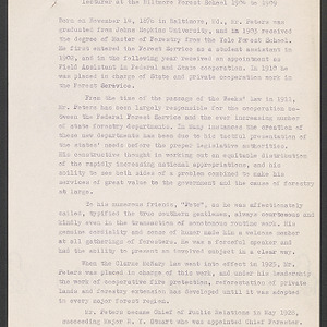 Carl Alwin Schenck Papers. Biltmore Forest School Papers -- Biographical Information -- James Peters