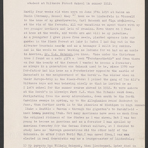 Carl Alwin Schenck Papers. Biltmore Forest School Papers -- Biographical Information -- Hans Schenck
