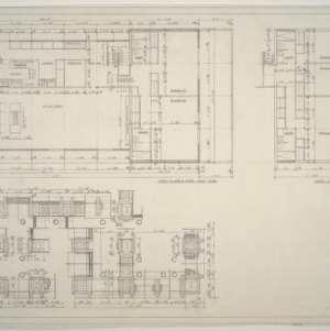 Isaac M. Taylor Residence -- First Floor and Upper Level Plan, Lower Level Bedroom Plan