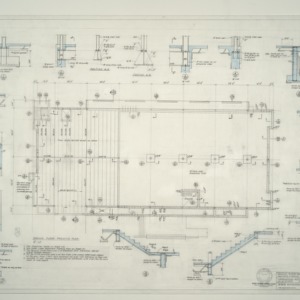 I.B.M. Branch Office Building -- Ground Floor Framing Plan, Section and Details