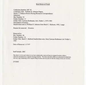 Carreras Rothmans Ltd., Folder 1, 1974-1983