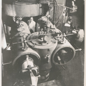 Dr. Yoshio Nishina with 210-ton cyclotron
