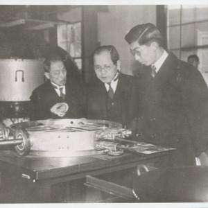 Dr. Yoshio Nishina with Prince Chichibu and others at Nishina's laboratory