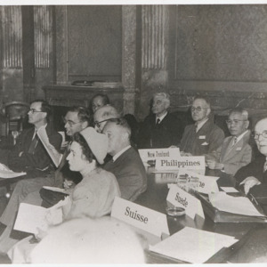 Dr. Yoshio Nishina and other representatives at the I.C.S.U. meeting in Copenhagen, 1949