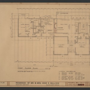Residence of Mr. & Mrs. Hoke E. Bullock -- First Floor Plan