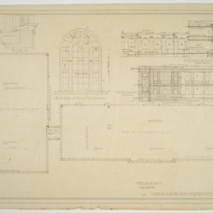 Roof plan and auditorium elevation