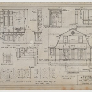 Right end elevation and cupboard details