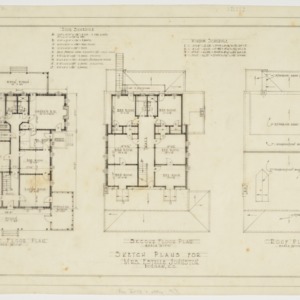 Floor plans, roof plans, and building schedules