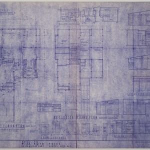 House for Miss Ruth Price -- First floor plan, ceiling plan, elevations, etc.
