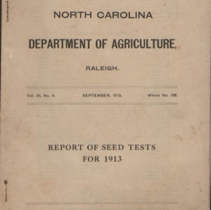 North Carolina Department of Agriculture - Seed Test Bulletin :: Cassius Rex Hudson Papers
