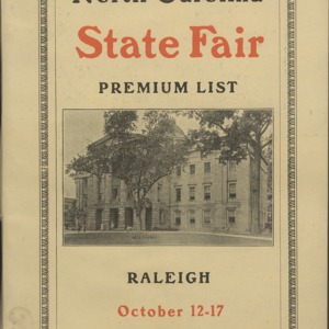North Carolina State Fair Premium List :: Cassius Rex Hudson Papers