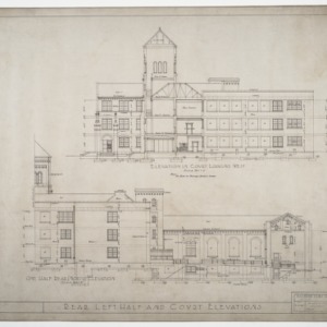 Rear left half and court elevations
