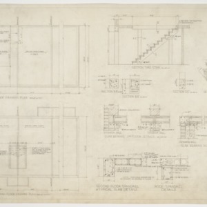 Typical second floor and roof plan and framing details