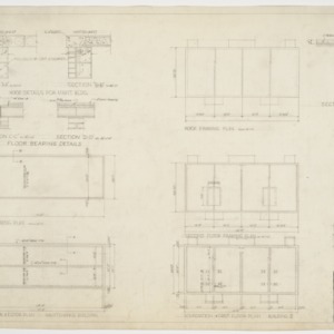 Foundation, first floor, second floor and roof framing plans and floor plans