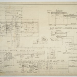 Area 'A' floor plan, canopy details and room finishing schedule