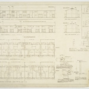 Floor plans and elevations for building 'B'