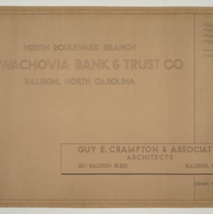 Wachovia Bank and Trust Co. Branch Banks -- North Boulevard Branch Title Page