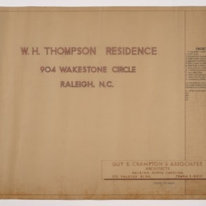 W. H. Thompson Residence -- Title Page and Index