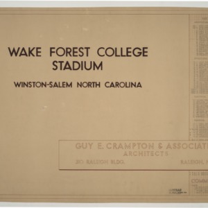 Wake Forest University, Wake Forest College Stadium -- Title Page