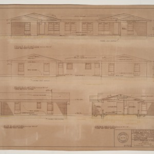 B.N. Duke Library, Faculty Housing -- Elevations and Cross Section, Three Bedroom Duplex