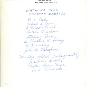 Watauga Club Charter Members