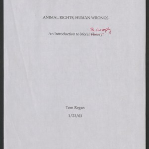 Animal Rights, Human Wrongs: Manuscript, January 23, 2003