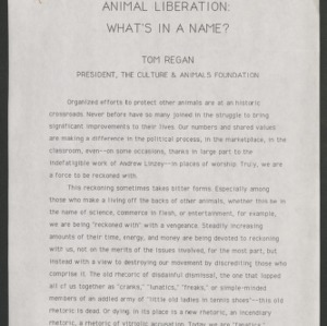Animal Liberation: What's in a Name?