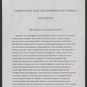 Christianity and the Oppression of Animals, undated