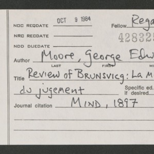 G.E. Moore Article: Review of L. Brunsvicg