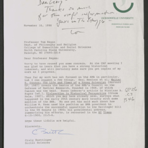 Regan Correspondence: Buettinger - Burris, 1985-1991