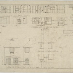 Elevation of extension to east end of building, interior elevations