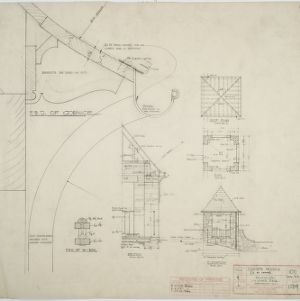 Elevations and floor plan of garden houses