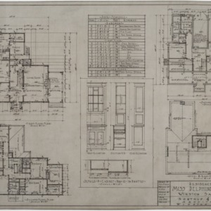 First floor plan, second floor plan, basement plan, attic and roof plan