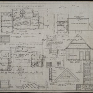 Basement and foundation plan, first floor plan, second floor plan