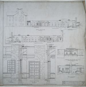 East elevation, west elevation, north elevation, sections