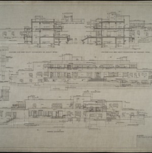 North and south elevations, sections