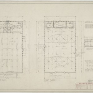 Basement plan, first floor plan, mezzanine plan