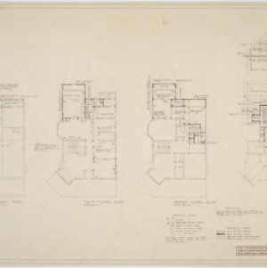 Basement plan, first floor plan, second floor plan, third floor plan
