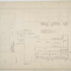 Front elevation, rear elevation, basement plan